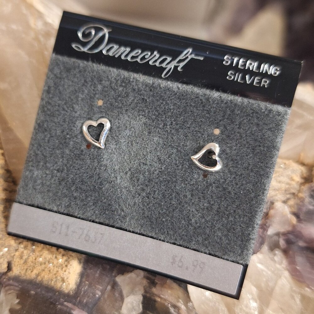 Vintage heart Earrings  Sterling Silver Studs